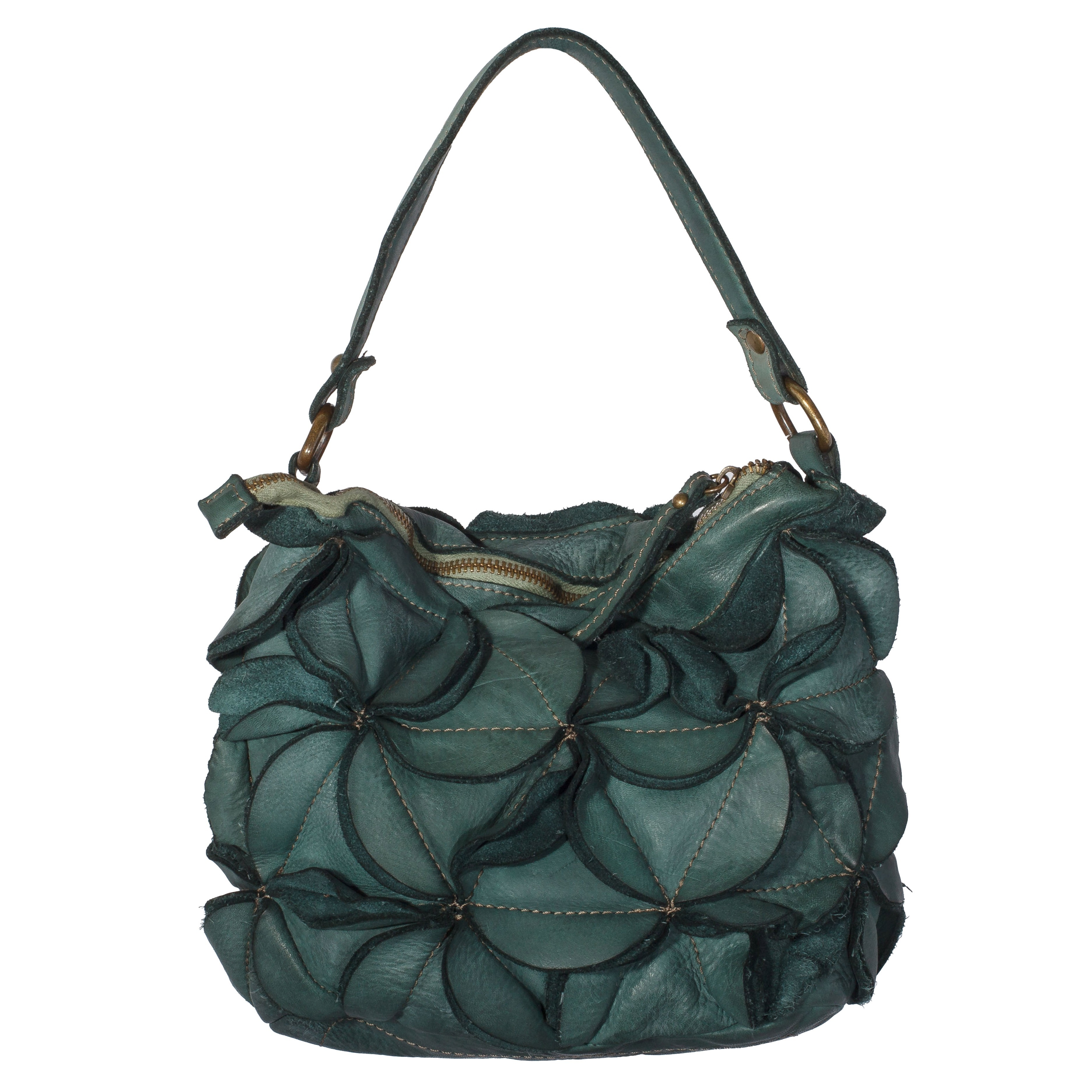 Сумка зеленая 00043 (ITALIYA, сумка, кожа винтажная, зеленый)